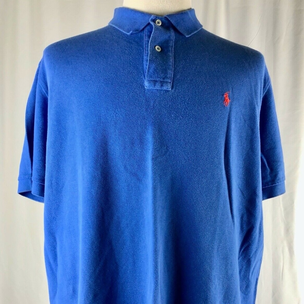 RL Men Short Sleeve Polo Shirt XL Blue, Red Horse